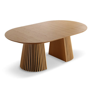 Lewis - Lamel ovalt Spisebord I Egefiner med udtræk 200/250/300 CM - 2x tillægsplader medfølger