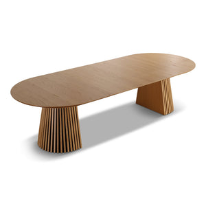 Lewis - Lamel ovalt Spisebord I Egefiner med udtræk 200/250/300 CM - 2x tillægsplader medfølger