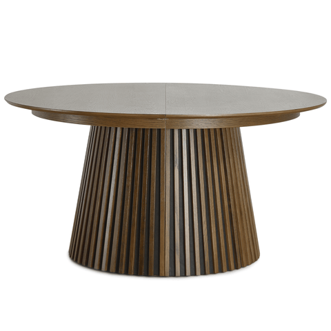 Lewis - Lamel rundt Spisebord I røget Egefiner med udtræk 150/190/230 CM - 2x tillægsplader medfølger