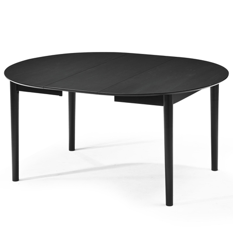 Liam rundt spisebord i sort med udtræk 120/160/200 cm - Inkl. 2 tillægsplader