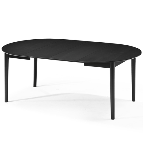 Liam rundt spisebord i sort med udtræk 120/160/200 cm - Inkl. 2 tillægsplader