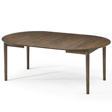 Liam rundt spisebord i røget egefiner med udtræk 120/160/200 cm - Inkl. 2 tillægsplader. Uden emballage, ridser, småskader (OUB10497)