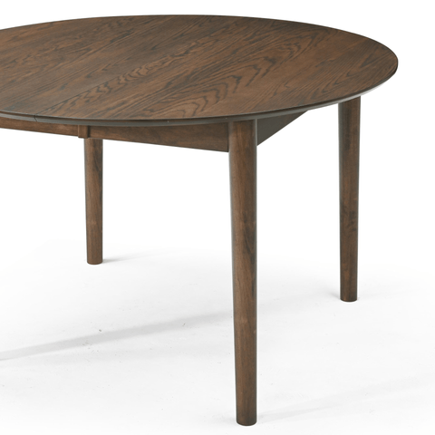 Liam rundt spisebord i røget egefiner med udtræk 120/160/200 cm - Inkl. 2 tillægsplader. Uden emballage, ridser, småskader (OUB10497)