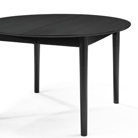 Liam rundt spisebord i sort med udtræk 120/160/200 cm - Inkl. 2 tillægsplader