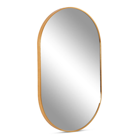 Linda ovalt spejl med messing/guld ramme 50x80 cm