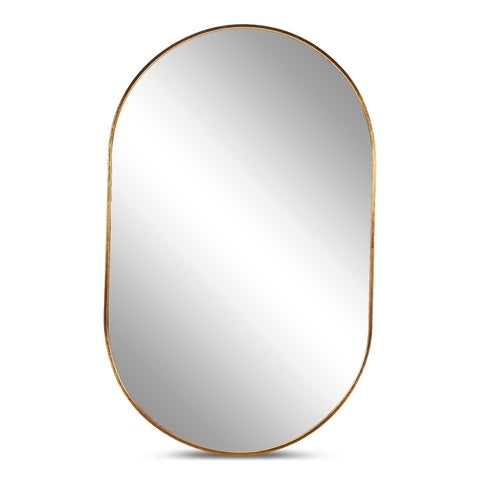 Linda ovalt spejl med messing/guld ramme 50x80 cm