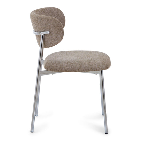 Lucinda spisebodsstol i chrome med sand tekstil
