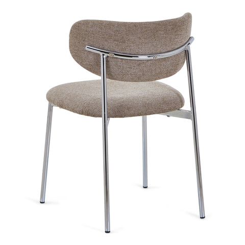 Lucinda spisebodsstol i chrome med sand tekstil