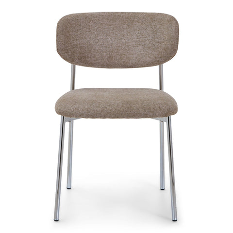 Lucinda spisebodsstol i chrome med sand tekstil