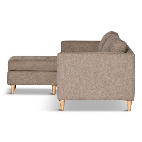 Lulu - Højrevendt og venstrevendt vendbar chaiselong sofa i sand - L: 215 x D: 82 x H: 78 cm