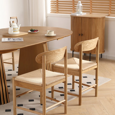 Madison træstol i eg med flet sæde