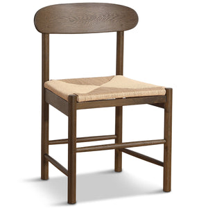 Madison træstol i røget eg med flet sæde