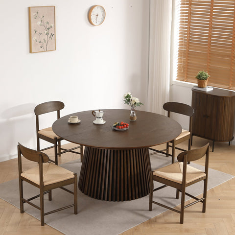 Madison træstol i røget eg med flet sæde