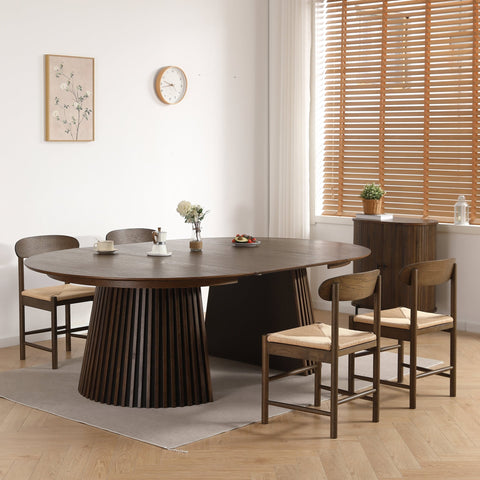 Madison træstol i røget eg med flet sæde