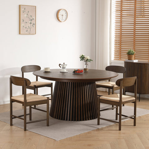 Madison træstol i røget eg med flet sæde