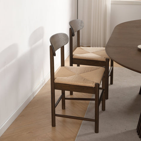 Madison træstol i røget eg med flet sæde