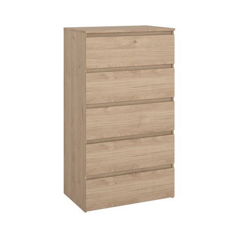 Maise kommode H:114 x B:65 x D:41 cm med 5 skuffer i egelook