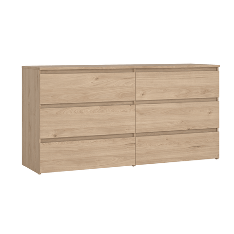 Maise kommode H:70 x B:138 x B:41 cm med 6 skuffer i egelook