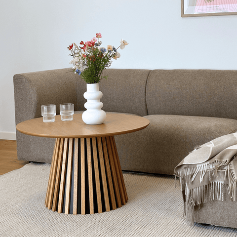 Lewis lamel sofabord naturlig egefinér Ø70 cm