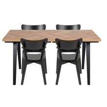 Spisebordssæt - Madelina sildebensbord 150 cm  + 4 x Rickie spisebordsstole sort (Forberedt til Tillægsplader)