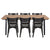 Spisebordssæt - Madelina sildebensbord 200 cm + 6 x Rickie spisebordsstole sort (Forberedt til Tillægsplader)