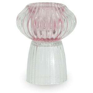 Nori glas fyrfadsstage lyserød/klar 13,5 cm