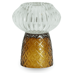 Nori glas fyrfadsstage amber/grå 13,5 cm