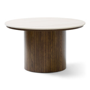 Enzo sofabord i stenbordplade med røget eg lamelfod Ø78 cm