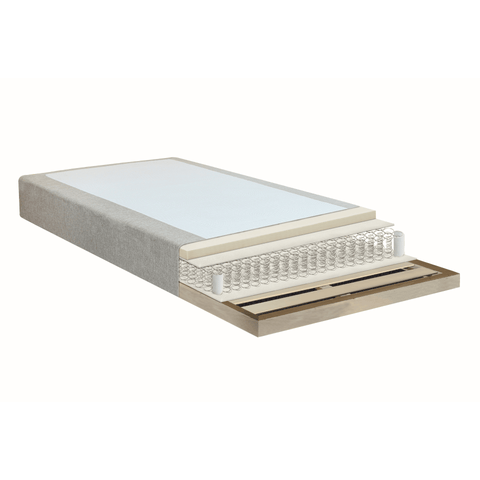 Boxmadras seng i beige 90x200 cm med 4 cm topmadras i PU-skum ekskl. ben