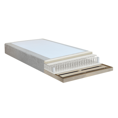 Premium boxmadras seng i beige 180x200 cm med 7 cm topmadras i memoryskum ekskl. ben