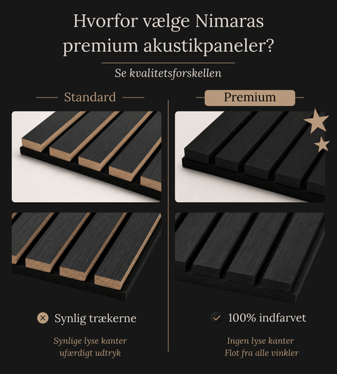 Premium akustikpanel prøve i sort egefiner 150 x 120 mm