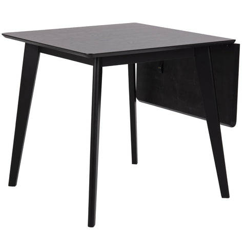 Rickie - Sort klap ud spisebord med tillægsplade i sortlakeret egefiner - 80/120 x 80 cm