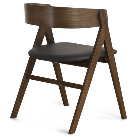 Samantha træstol i røget eg med sort PU sæde