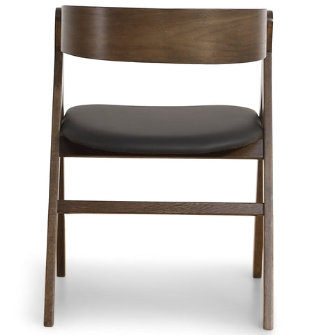 Samantha træstol i røget eg med sort PU sæde
