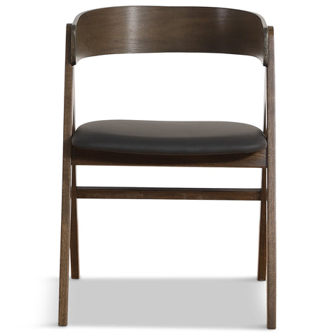 Samantha træstol i røget eg med sort PU sæde