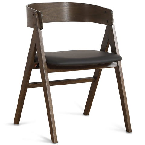 Samantha træstol i røget eg med sort PU sæde