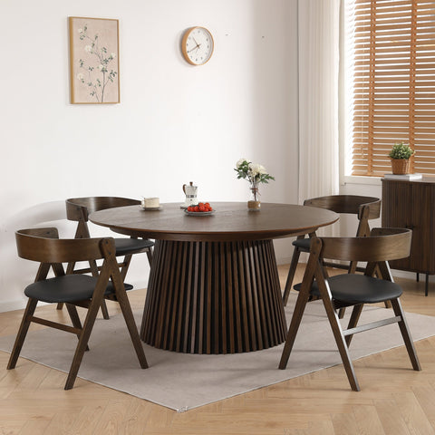 Samantha træstol i røget eg med sort PU sæde