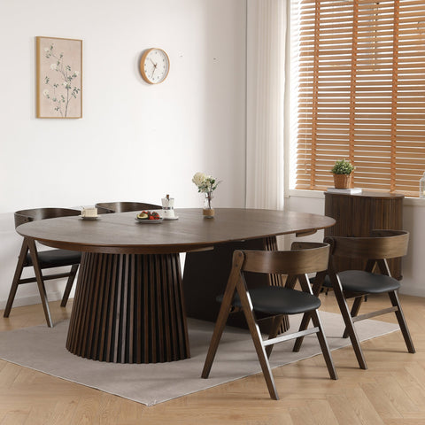 Samantha træstol i røget eg med sort PU sæde