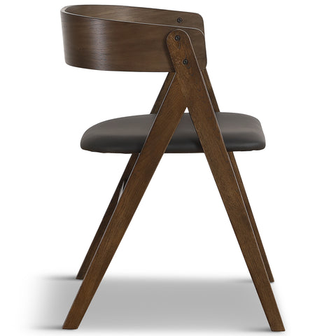 Samantha træstol i røget eg med sort PU sæde