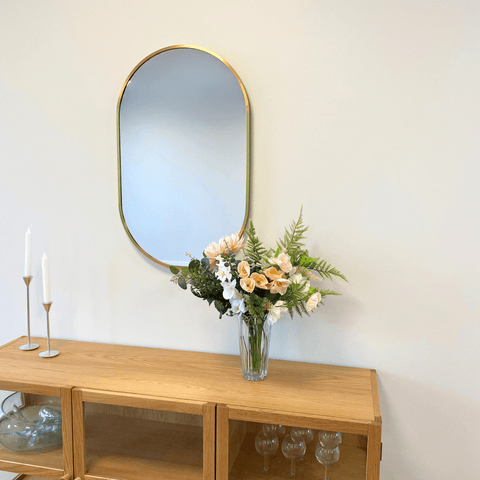 Sofie Ovalt Spejl Med Messing/Guld Ramme 50 x 80 cm
