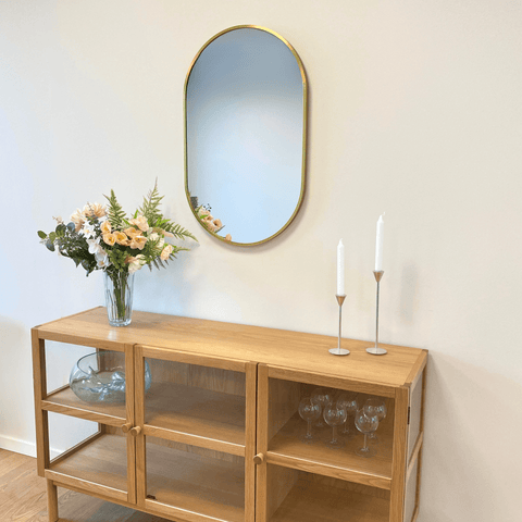 Sofie Ovalt Spejl Med Messing/Guld Ramme 50 x 80 cm