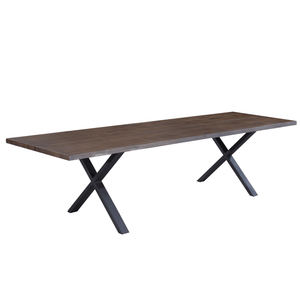 Susan plankebord - 300x95 cm - i smoked eg med krydsben - (Forberedt til tillægsplader)