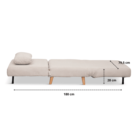 Thalia foldbar sovesofa beige tekstil