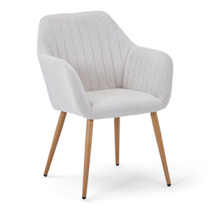 Vanessa spisebordsstol med armlæn - beige tekstil og egelook