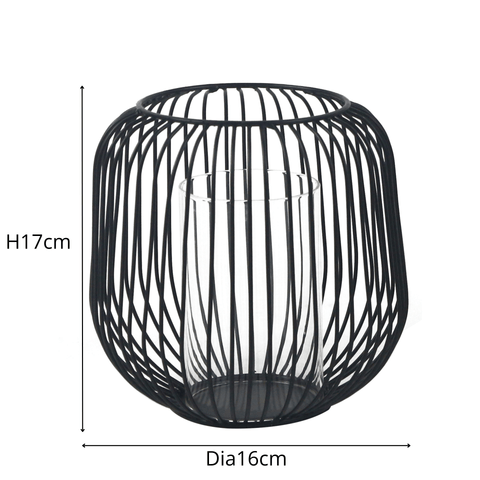 Aja sort metal lanterne 17 cm