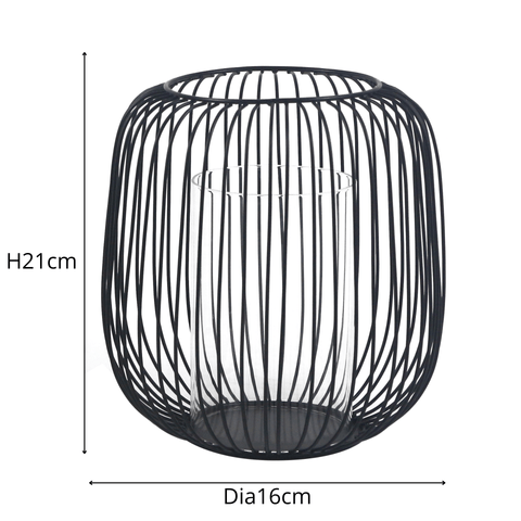 Akia sort metal lanterne 21cm