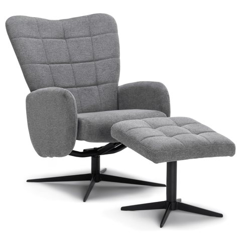 Alfred lænestol med vippefunktion og fodskammel i grå. Trykmærker/ Skæv (OU10048)