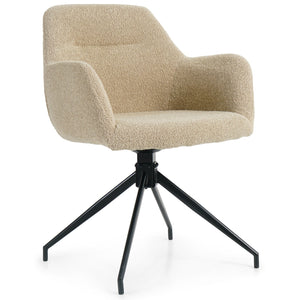 Amanda Spisebordsstol - Beige Boucle Med Drejefunktion 360 Grader