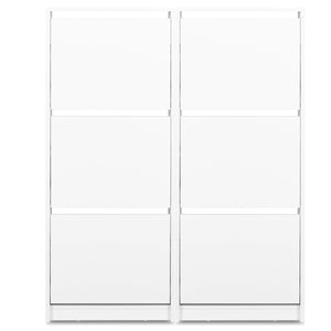 Amy skoskab - hvidlakeret træ med 6 låger