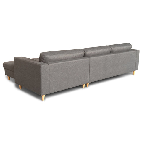 Brandy - Højrevendt og venstrevendt vendbar chaiselong sofa grå - L: 290  x D: 96 x H: 80 cm